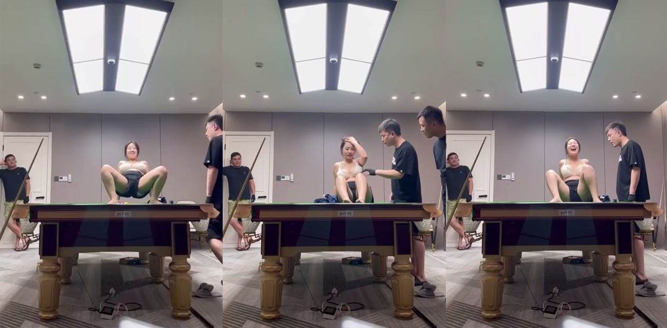 江苏东台名爵台球厅神级福利，打球送巨乳陪玩当场展示骑乘技巧，事后直接带酒店口交爆操